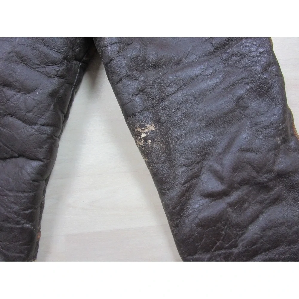 Vintage 1940s WWII Bomber Crew B-1 USAAF Flight Pants Trousers Leather Sheepskin